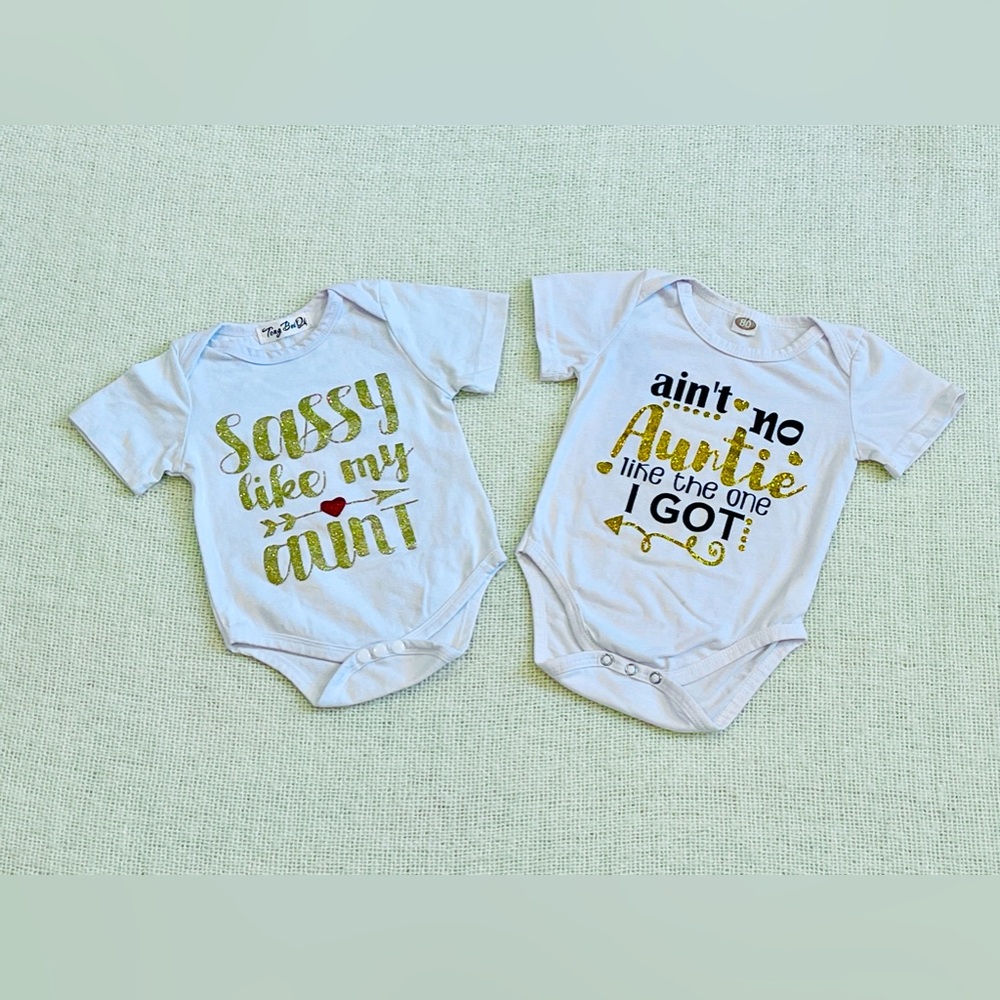 Baby girl clothes. 2 piece onesies. 12 months.